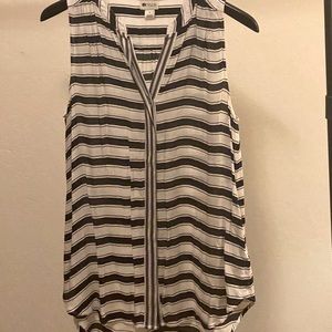Navy blue & White striped button up sleeveless top